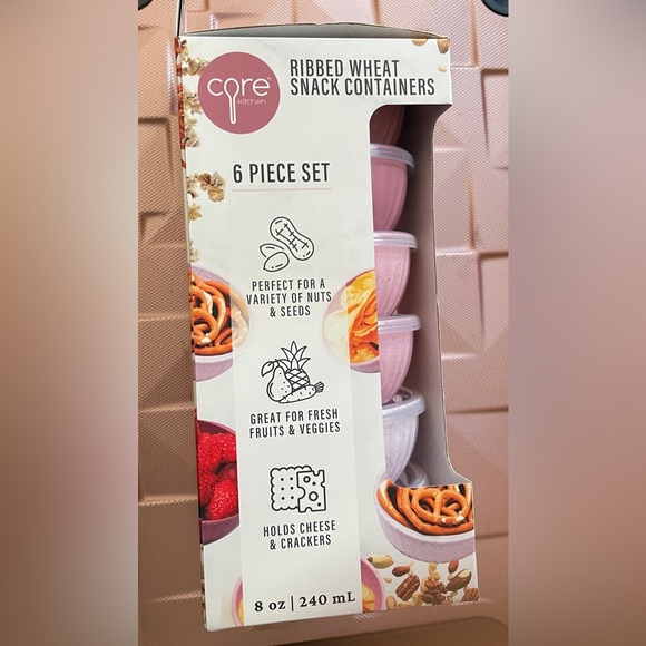New 6 PIECE SET Ribbed Wheat Snack Containers - Picture 3 of 3